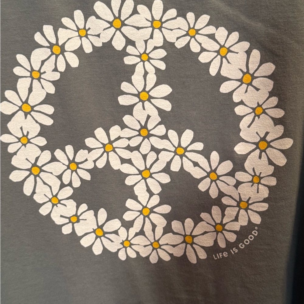 LIFE IS GOOD Gray Tank Top With Peace Sign Graffic